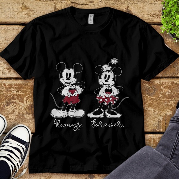 Disney Mickey And Minnie Always Forever Mickey And Friends Unisex Adult T-shirt - Picture 1 of 2